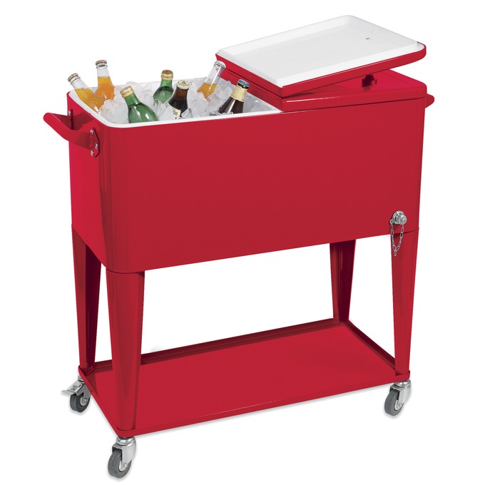 Rolling Cooler, Red, large