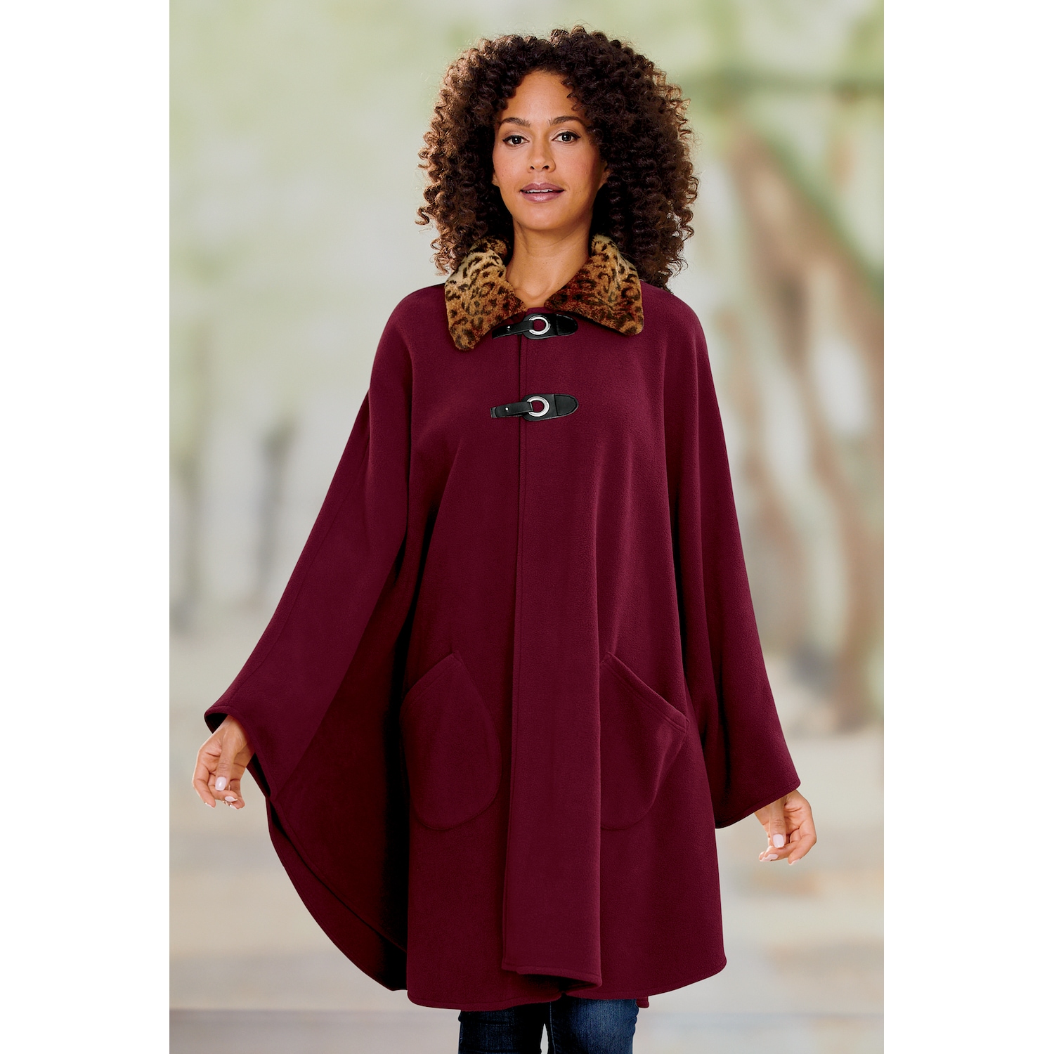 Burgundy cape coat discount