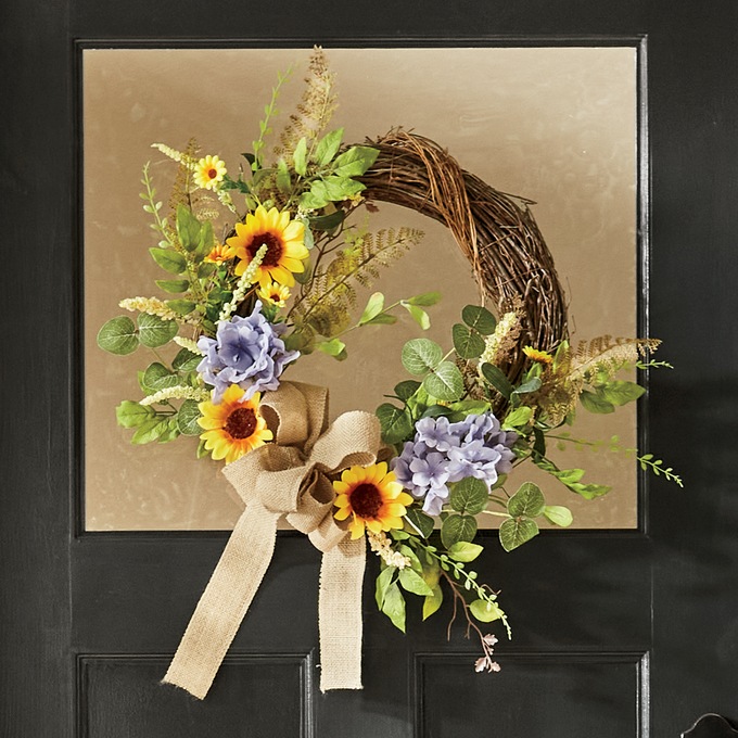 Sunflower and Burlap Wreath, , large