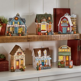 Lighted Harvest Town and Harvest Shops, , large