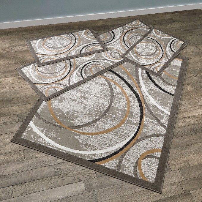 4-Piece Loops Rug Set, Light Gray Beige, large