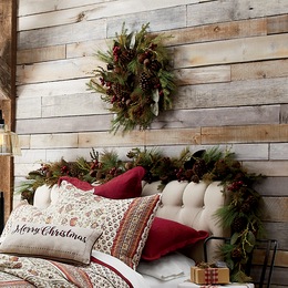 Bell and Pinecone Outdoor Safe Wreath, Hanging Basket and Garland, , large
