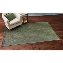 Textured Rug with Fringe, , large