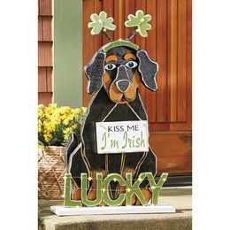 Chunky Wood Lit St. Patty&#39;s Dog, , large