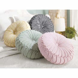 Round Gingham Pillow, , large