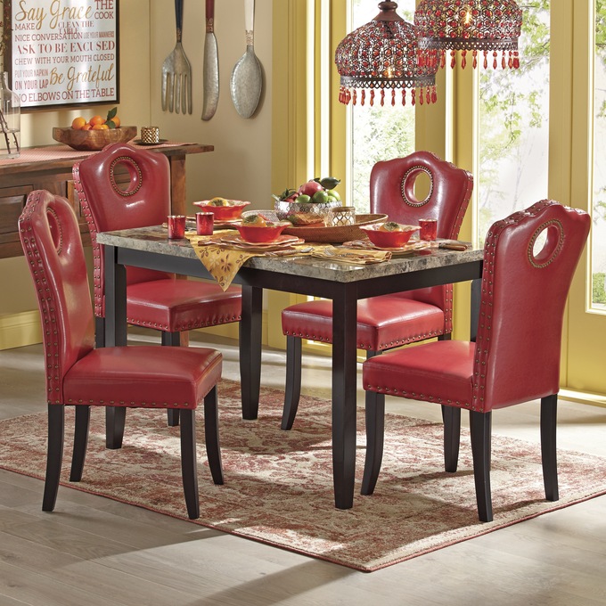 High-Back Dining Chair with Nailhead Trim, , large
