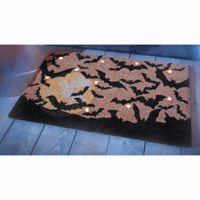 LED Flying Bats Coir Mat - 18" x 30", , large