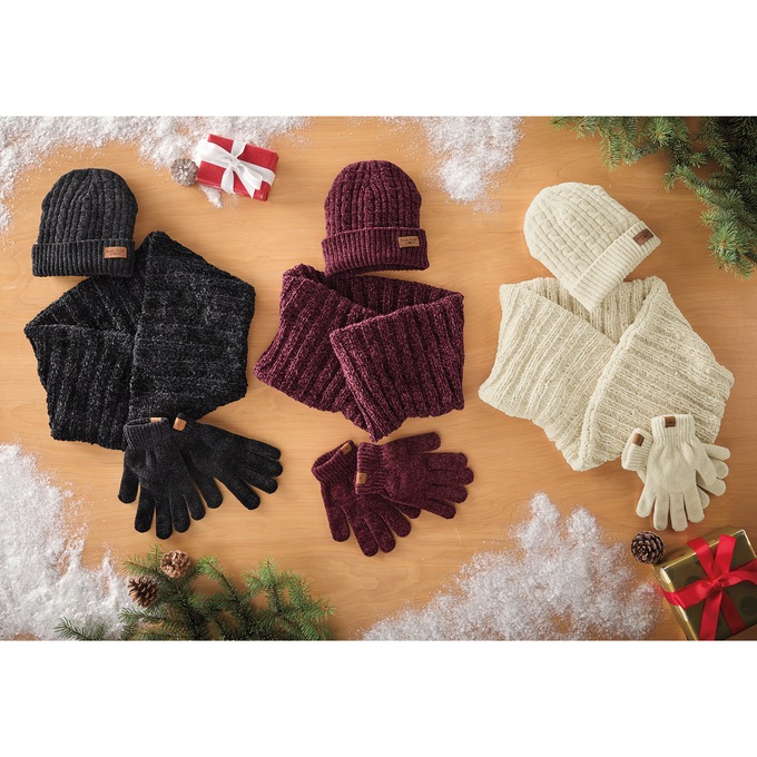 Crazy Soft Chenille Hat/Scarf/Glove Set, , large