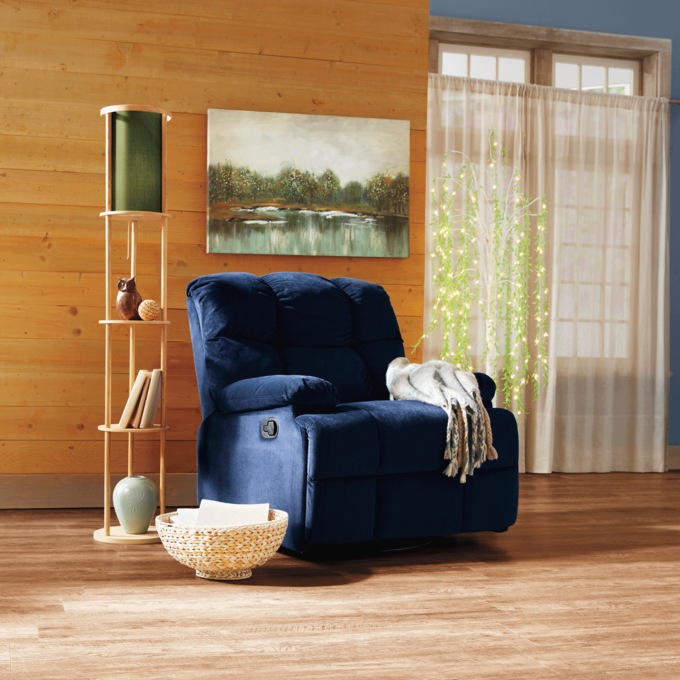 Microfiber Swivel Rocker Recliner, , large