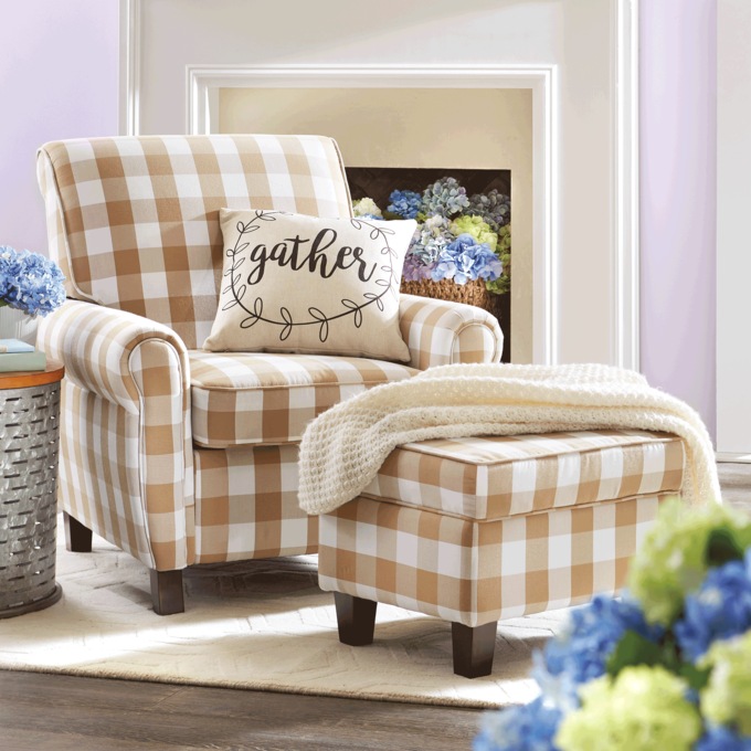 Buffalo Check Armchair and Ottoman, , large