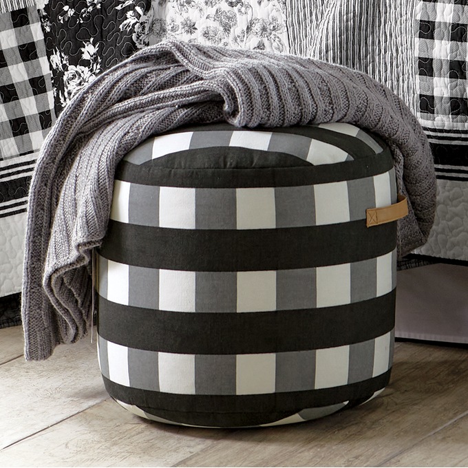 Buffalo Check Pouf, , large