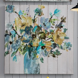 Cool Blue Floral Canvas, , large