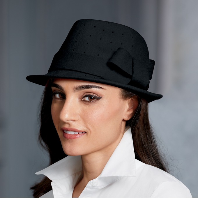 Perforated Bow Fedora, , large
