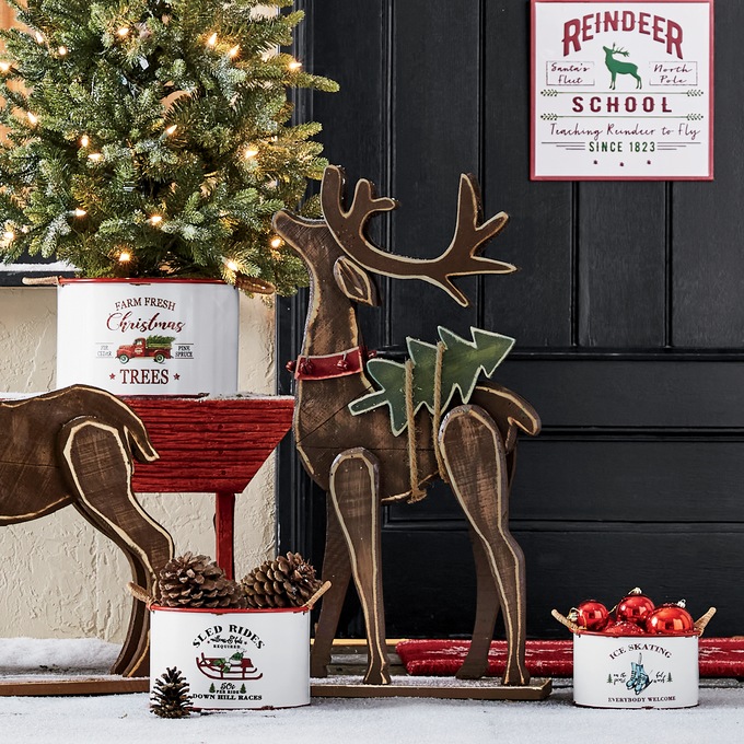 Set of 3 Round Christmas Containers, , large