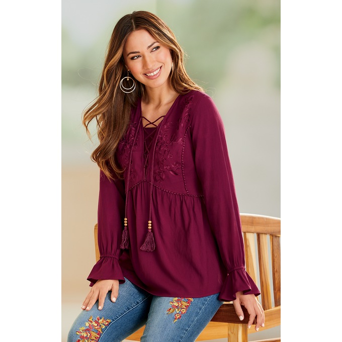 Ginger Spice Peasant Top, , large