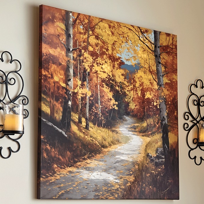 Autumn Forest Statement Fall Leaves Wall Art, Multi, large