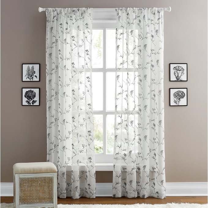 Delia Embroidered Sheer Panel, , large