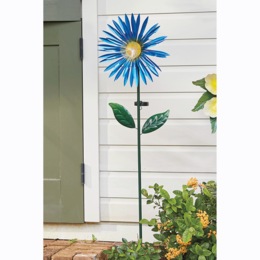 Blue Fiber-Optic Solar Flower Stake, , large