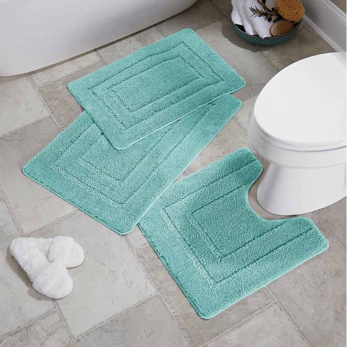 Bath Rug Set 3 Piece Bathroom ContourRug Toilet Mat Fan for