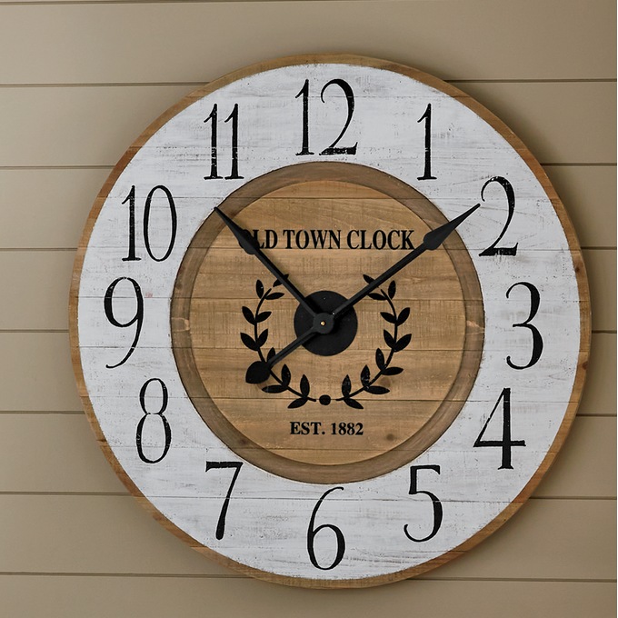 White Wood Wall Clock, , large