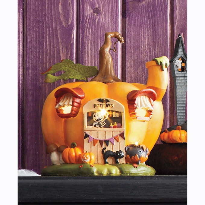 Lit Halloween Village Buildings, , large