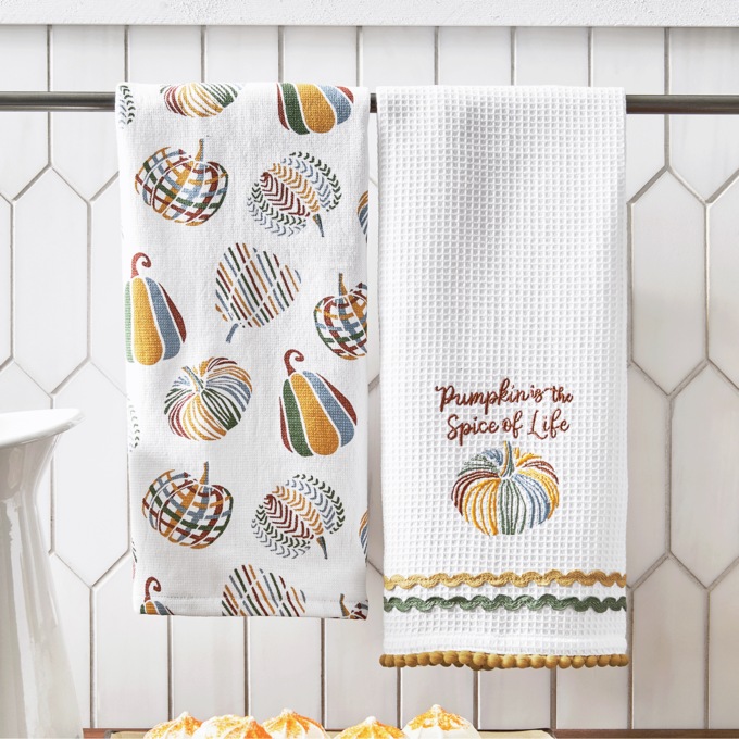 Set of 2 Seasonal Kitchen Towels, , large