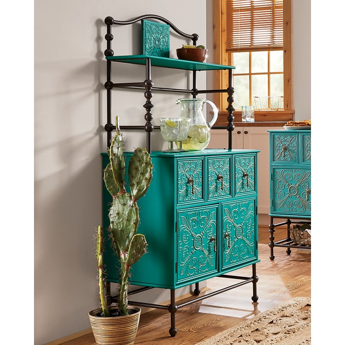 Embossed Floral Microwave Cart, , large