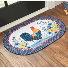 Americana Rooster Braided Mat - 19.5&quot; x 30&quot;, , large