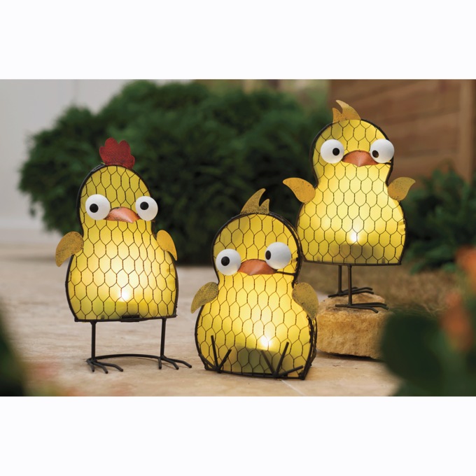 Set of 3 Solar Silly Chicks, , large
