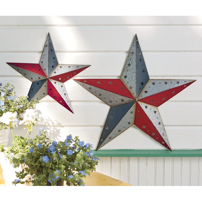 Set of 2 Americana Galvanized Star Wall Décor | Country Door