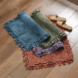 Raw-Edge Cotton Bath Mat, , large