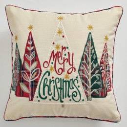 Embroidered Christmas Tree Pillow, , large