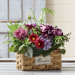 Purple Floral in Basket, , large