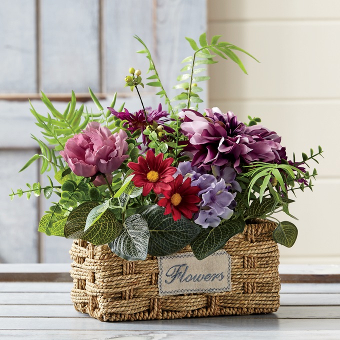 Purple Floral in Basket, , large