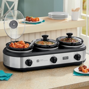 Tru® Triple Slow Cooker, , large