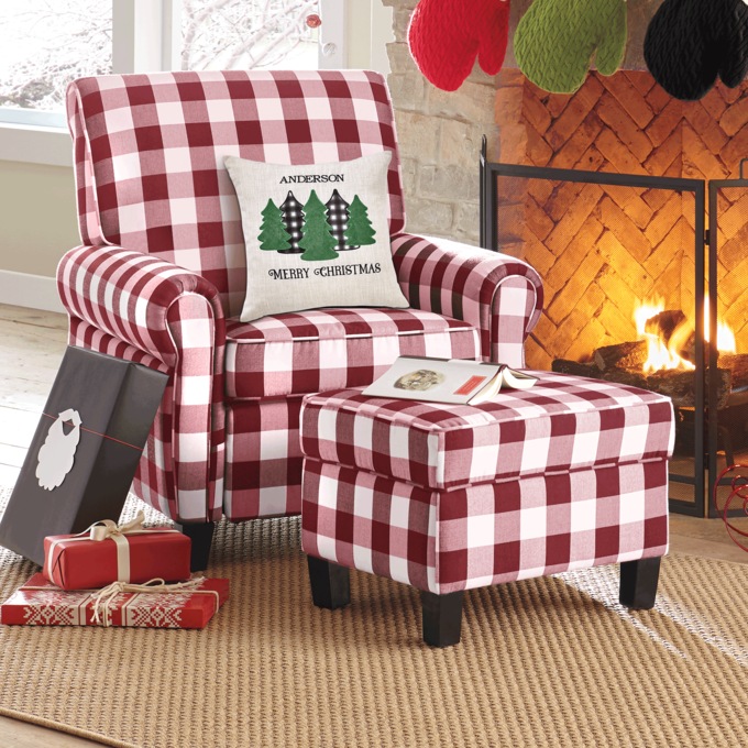 Buffalo Check Armchair and Ottoman, , large