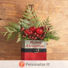 Galvanized Metal Santa Belt Hanging Bucket, , large