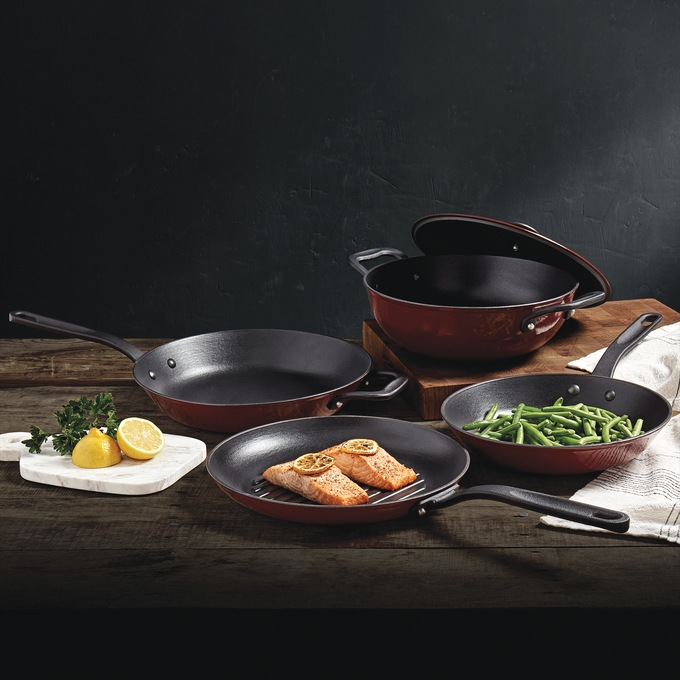 5-Piece Mason Enameled Cast Iron Cookware Set, Brick, large