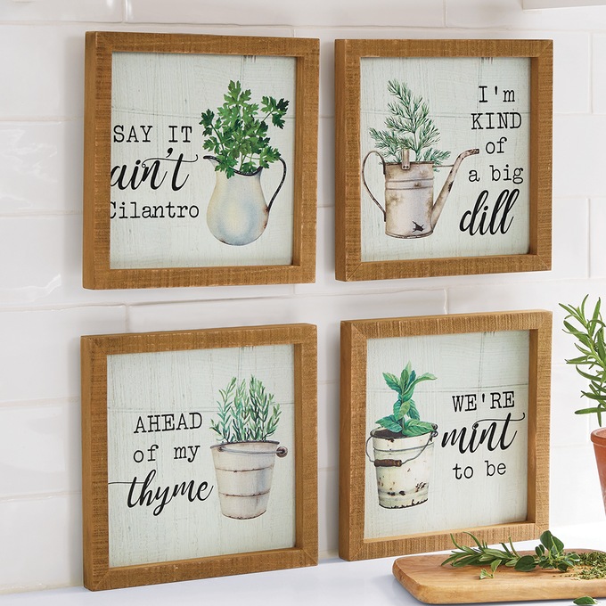 Set of 4 Herb Kitchen Signs, , large