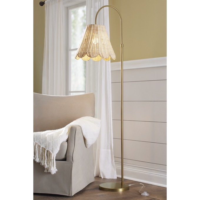 Natural Scallop Shade Floor Lamp, , large