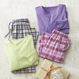 Plaid 4-Piece PJ Set, , large