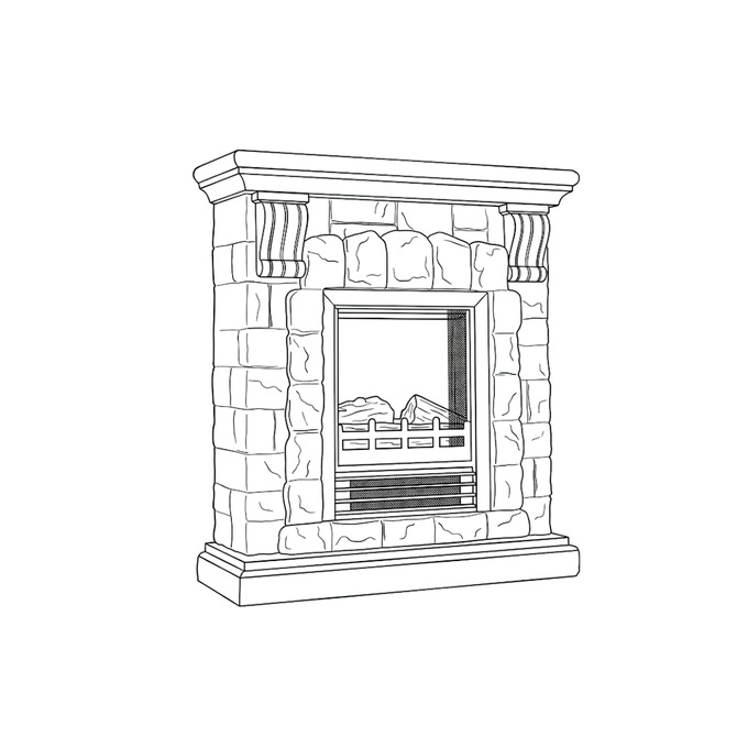 Faux-Stone Electric Fireplace, Rustic, , large