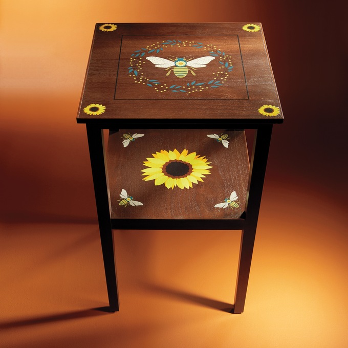 Sunflower & Bee Accent Table, , large