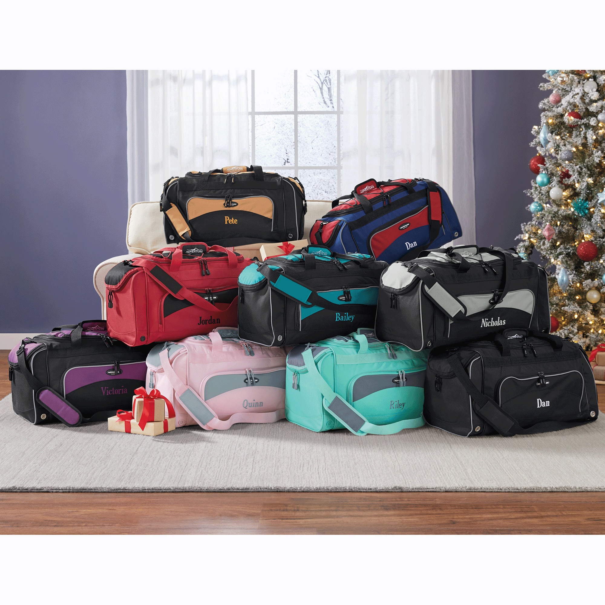 Personalized Duffel Bag with Shoe Pocket and Lockable Zips, , large