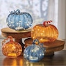 Set of 2 Lit Glass Pumpkins, , large
