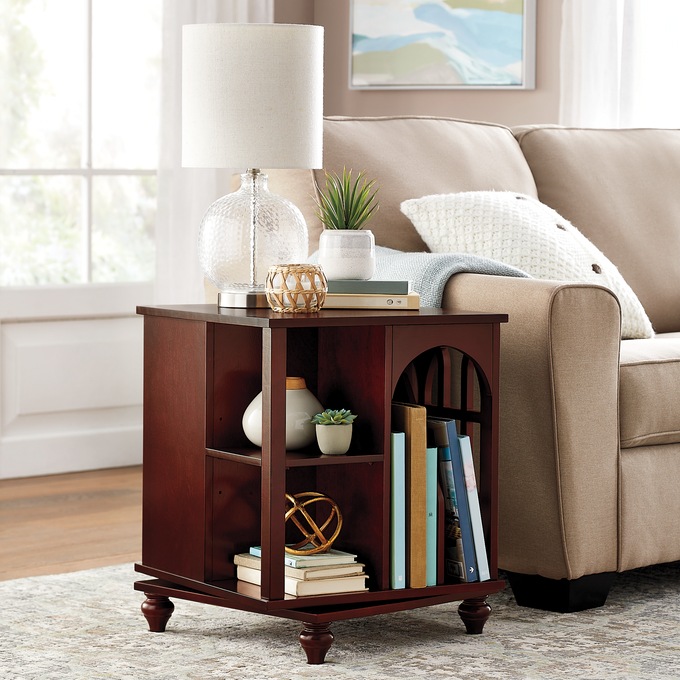 Arched Mission Revolving End Table, , large
