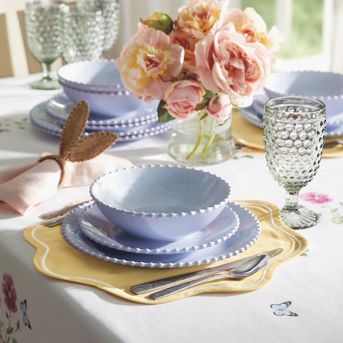 Martha Stewart 12-Piece Beaded Melamine Dinnerware Set, , large