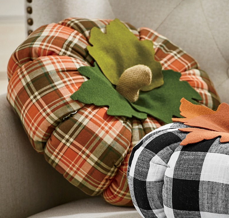 plaid pumpkin pillow