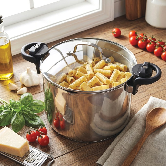 Gotham Steel 5-Quart Pasta Pot, Stainless Steel, large