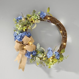 Outdoor Hydrangea and Lavender Semi-Wreath, , large